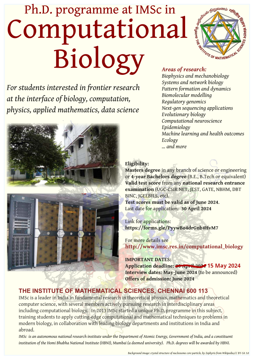 IMSc Computational Biology PhD admissions